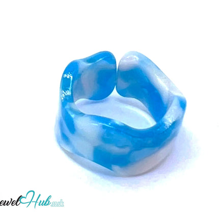 🧊 Open-End Resin Ring – US O · US 7.5 · Ice Bloom · Handcrafted CT