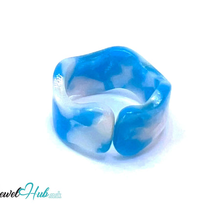 🧊 Open-End Resin Ring – US O · US 7.5 · Ice Bloom · Handcrafted CT