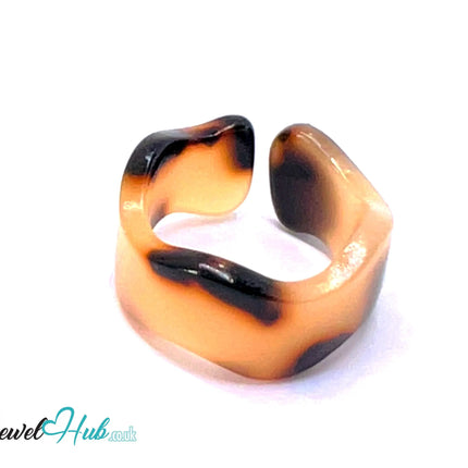 🪶 Open-End Resin Ring – US O · US 7.5 · Smokestone · Handcrafted CT