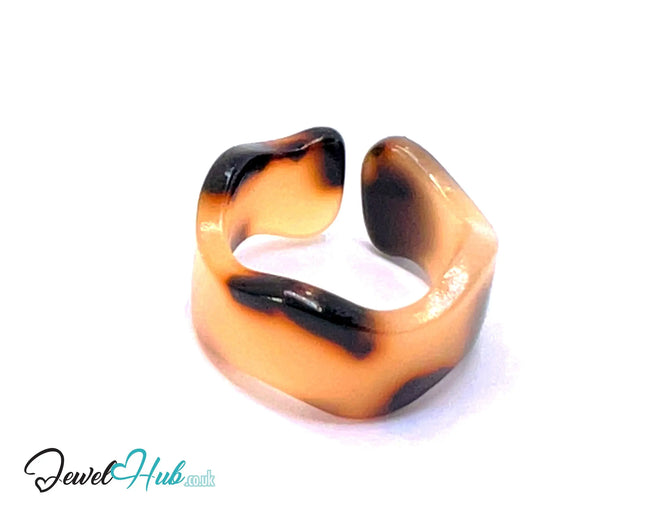 🪶 Open-End Resin Ring – US O · US 7.5 · Smokestone · Handcrafted CT