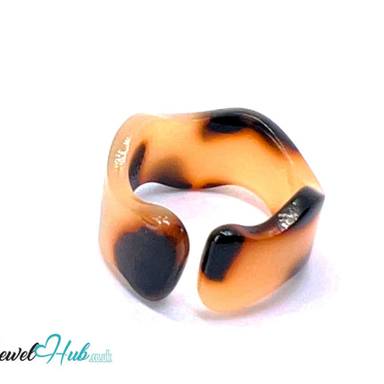 🪶 Open-End Resin Ring – US O · US 7.5 · Smokestone · Handcrafted CT