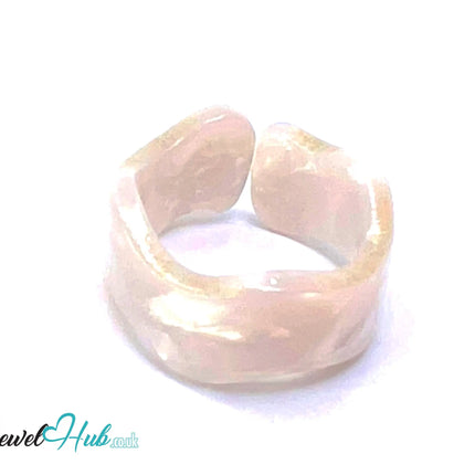 🕊️ Open-End Resin Ring – US O · US 7.5 · Pale Drift · Handcrafted CT
