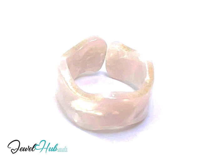 🕊️ Open-End Resin Ring – US O · US 7.5 · Pale Drift · Handcrafted CT