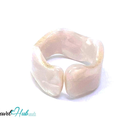 🕊️ Open-End Resin Ring – US O · US 7.5 · Pale Drift · Handcrafted CT