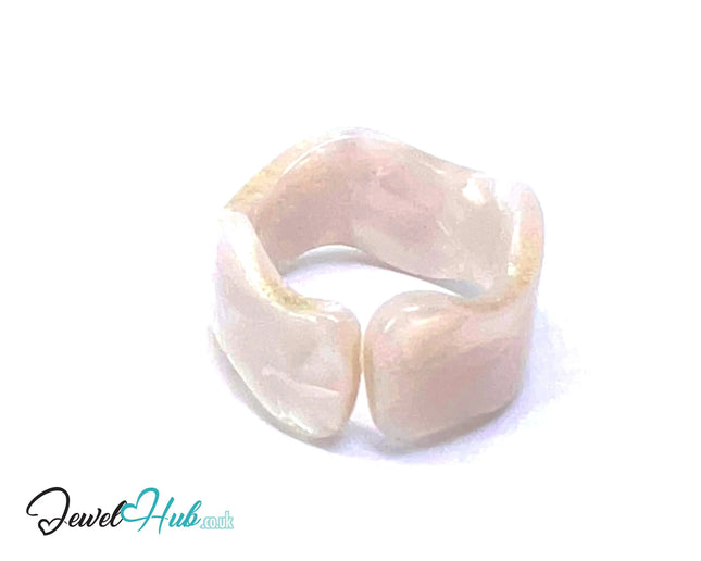 🕊️ Open-End Resin Ring – US O · US 7.5 · Pale Drift · Handcrafted CT