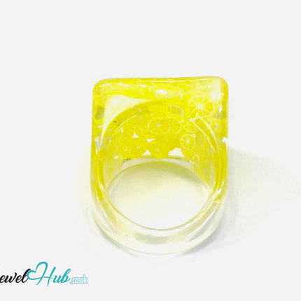 🍋 Big Screen Lemon Resin Ring – US P · US 8 · Giant Series · Handcrafted Resin CT