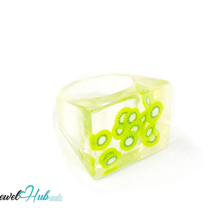 🥝 Big Screen Kiwi Resin Ring – US P · US 8 · Giant Series · Handcrafted Resin CT