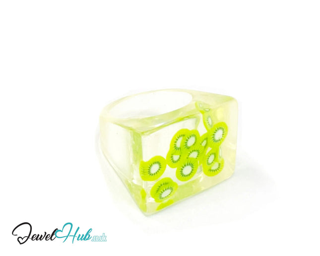🥝 Big Screen Kiwi Resin Ring – US P · US 8 · Giant Series · Handcrafted Resin CT