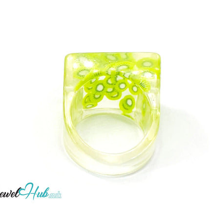 🥝 Big Screen Kiwi Resin Ring – US P · US 8 · Giant Series · Handcrafted Resin CT