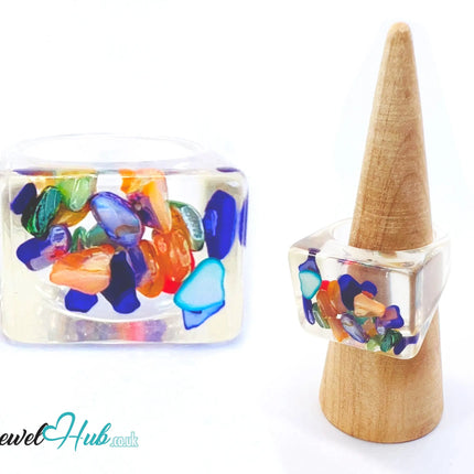 🐚 Big Screen Shell Resin Ring – US P · US 8 · Giant Series · Handcrafted Resin CT