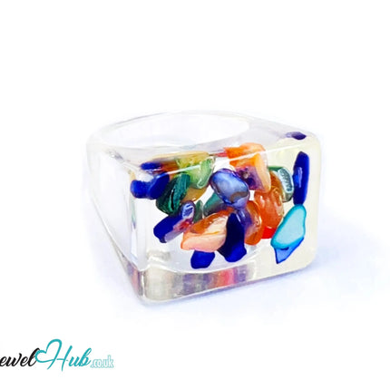 🐚 Big Screen Shell Resin Ring – US P · US 8 · Giant Series · Handcrafted Resin CT
