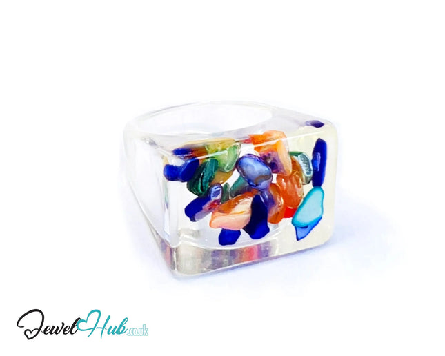 🐚 Big Screen Shell Resin Ring – US P · US 8 · Giant Series · Handcrafted Resin CT