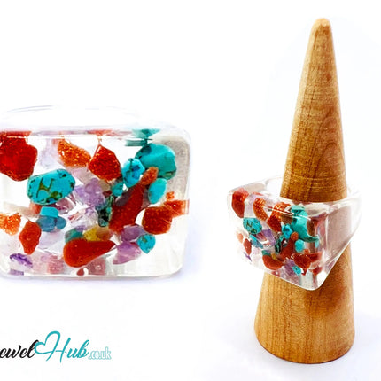 🪐 Big Screen Galaxy Resin Ring – US P · US 8 · Giant Series · Handcrafted Resin CT