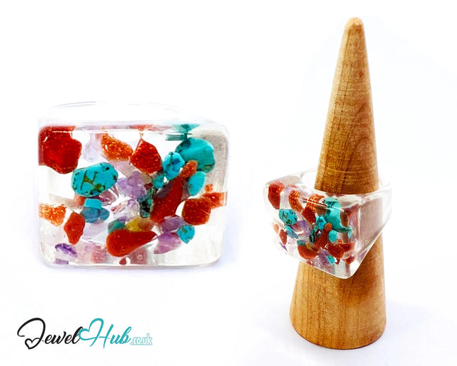 🪐 Big Screen Galaxy Resin Ring – US P · US 8 · Giant Series · Handcrafted Resin CT