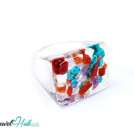 🪐 Big Screen Galaxy Resin Ring – US P · US 8 · Giant Series · Handcrafted Resin CT