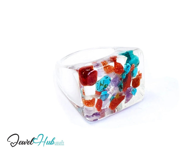 🪐 Big Screen Galaxy Resin Ring – US P · US 8 · Giant Series · Handcrafted Resin CT