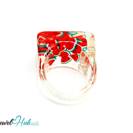 Resin Ring 🍉 Watermelon Slice – UK P · US 8 · Giant Series · Handcrafted Resin CT