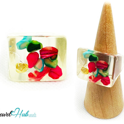 Resin Ring 🐚 ShellBloom – UK P · US 8 · Giant Series · Handcrafted Resin CT