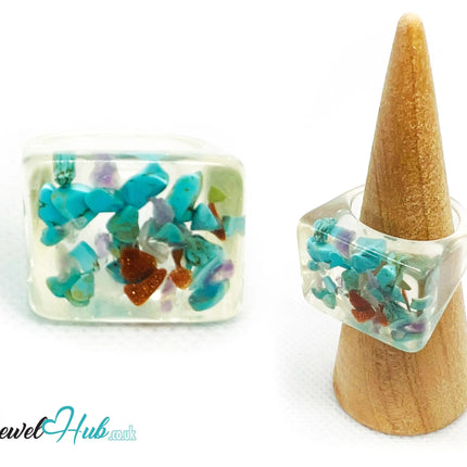 Resin Ring 🪨 TerraPop – UK Q · US 8.5 · Giant Series · Handcrafted Resin CT