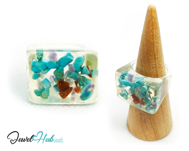 Resin Ring 🪨 TerraPop – UK Q · US 8.5 · Giant Series · Handcrafted Resin CT
