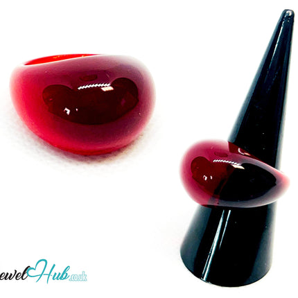 Resin Ring ❤️ CrimsonGlow (Dark Red) · UK O · US 7.5 · Glossy Lightweight CT