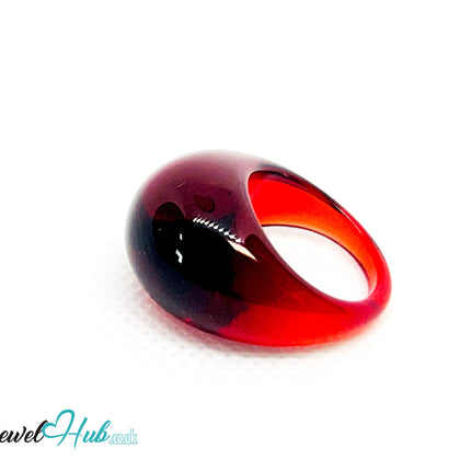 Resin Ring ❤️ CrimsonGlow (Dark Red) · UK O · US 7.5 · Glossy Lightweight CT