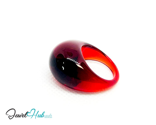❤️ CrimsonGlow Resin Ring (Dark Red) · UK O · US 7.5 · Glossy Lightweight