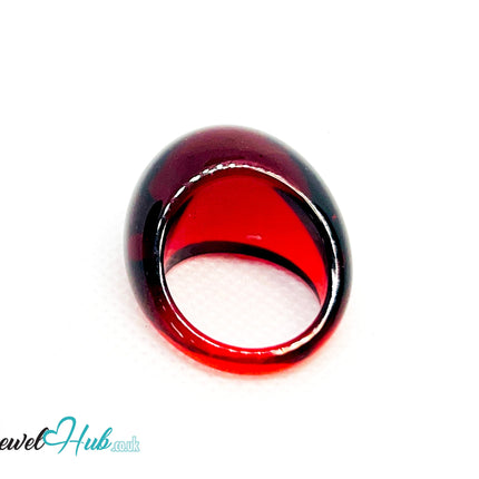 Resin Ring ❤️ CrimsonGlow (Dark Red) · UK O · US 7.5 · Glossy Lightweight CT