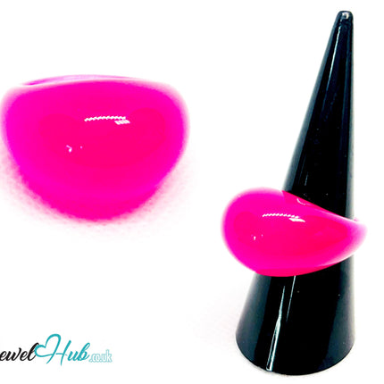 Resin Ring 💖 PinkPop (Bright Pink) · UK O · US 7.5 · Glossy Lightweight CT