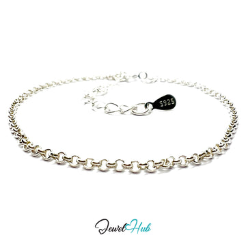 Silver chain bracelet with a clasp on a white background, branded 'Jewel Hub'.