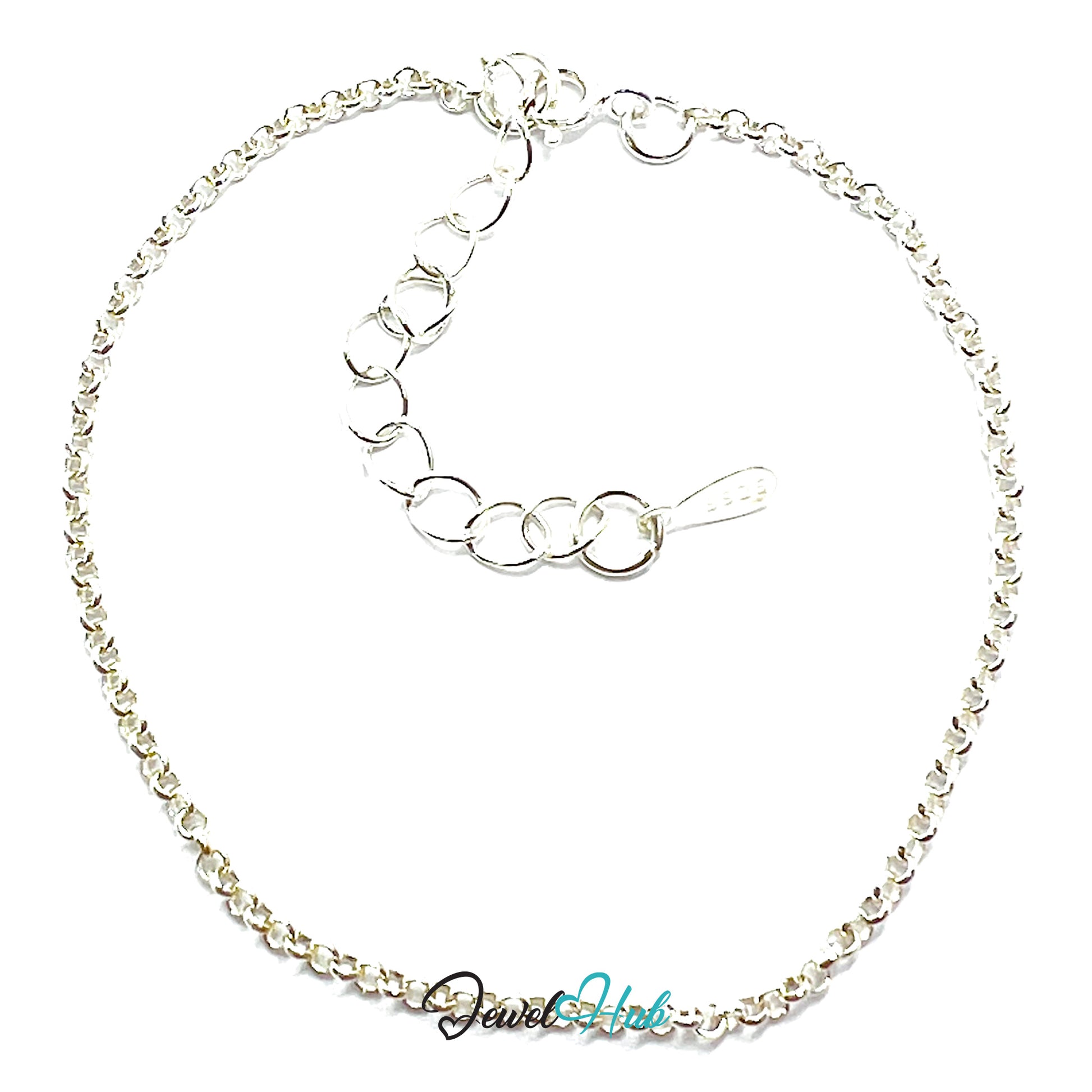 Silver bracelet with a clasp on a white background