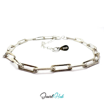 Silver chain bracelet on a white background with 'Jewel Hub' branding.