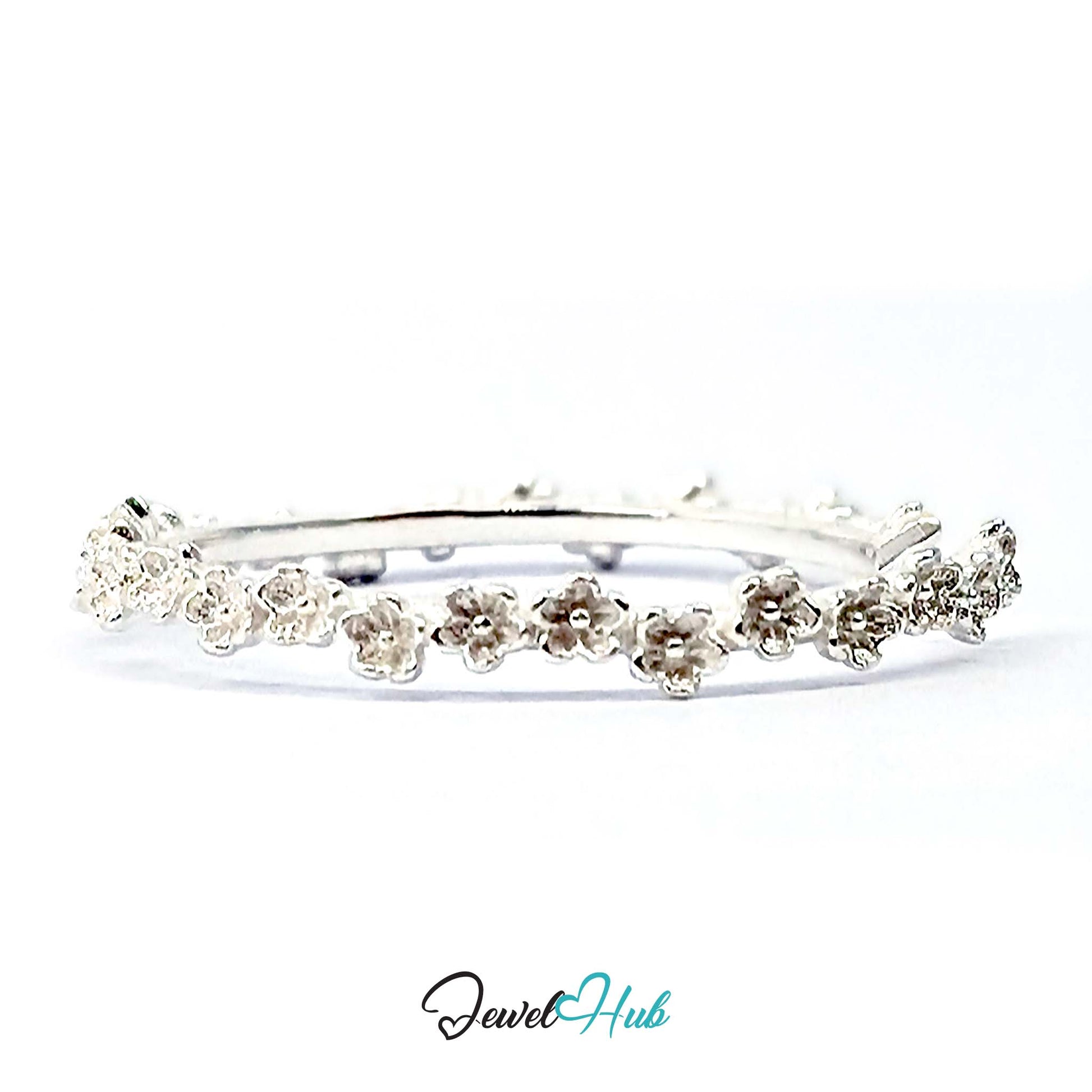 Mini Blossom Band Ring showing the open back of the slim 2.5mm band