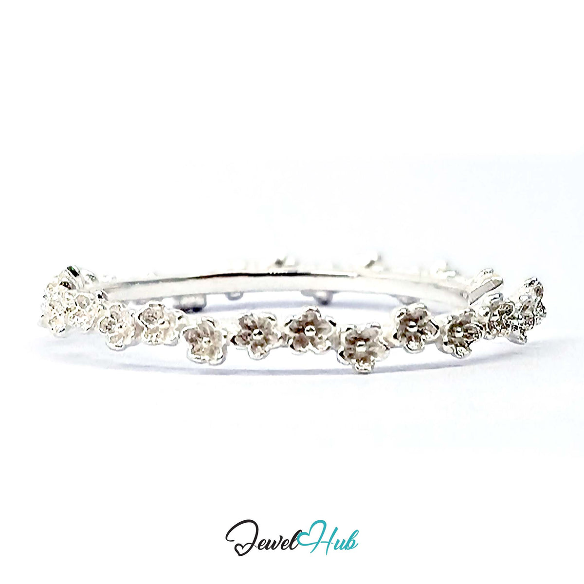 Mini Blossom Band Ring showing the open back of the slim 2.5mm band