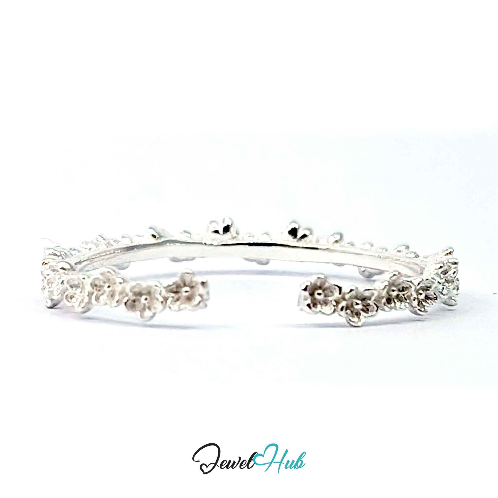 Side view of the Mini Blossom Band Ring in 999 fine silver