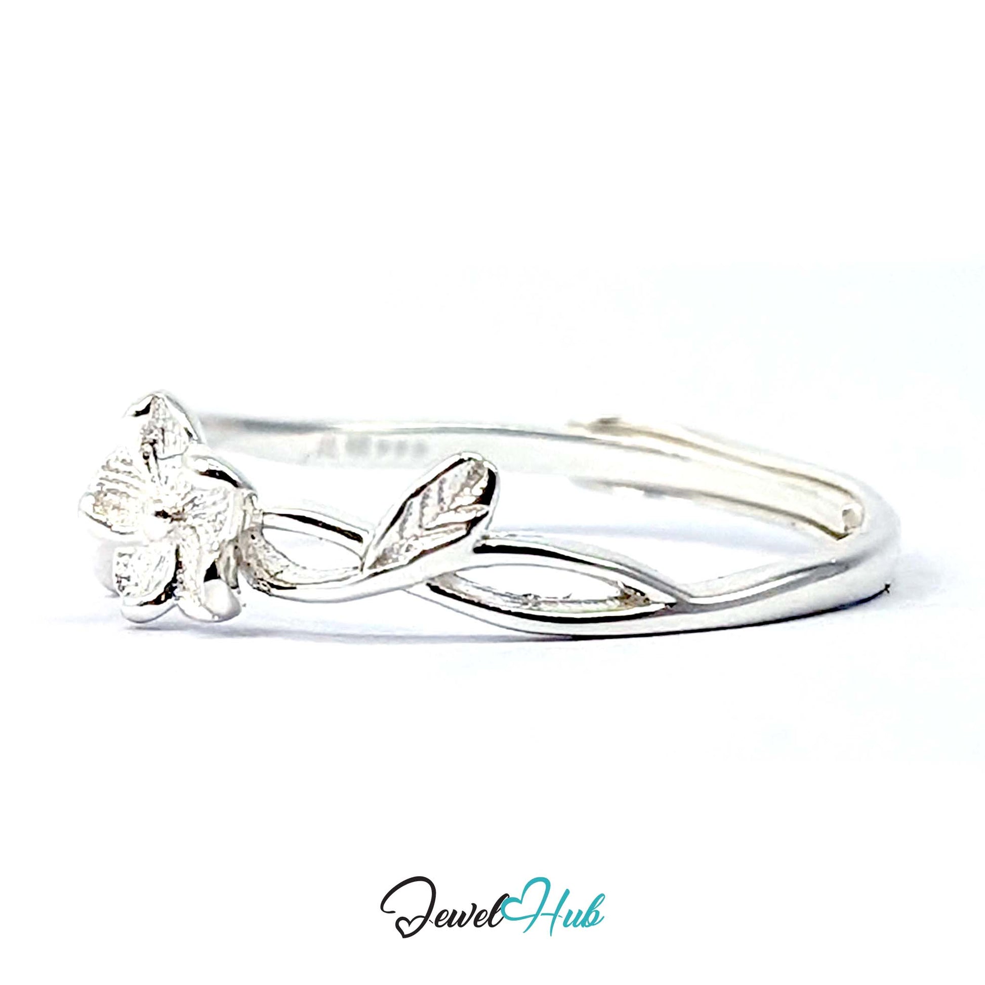 Peach Blossom Vine Ring at an angle, showing the twisted vine band