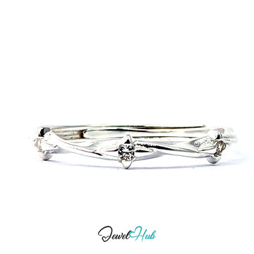 Three Spark Ring in 999 fine silver, three clear zirconia on a polished band
