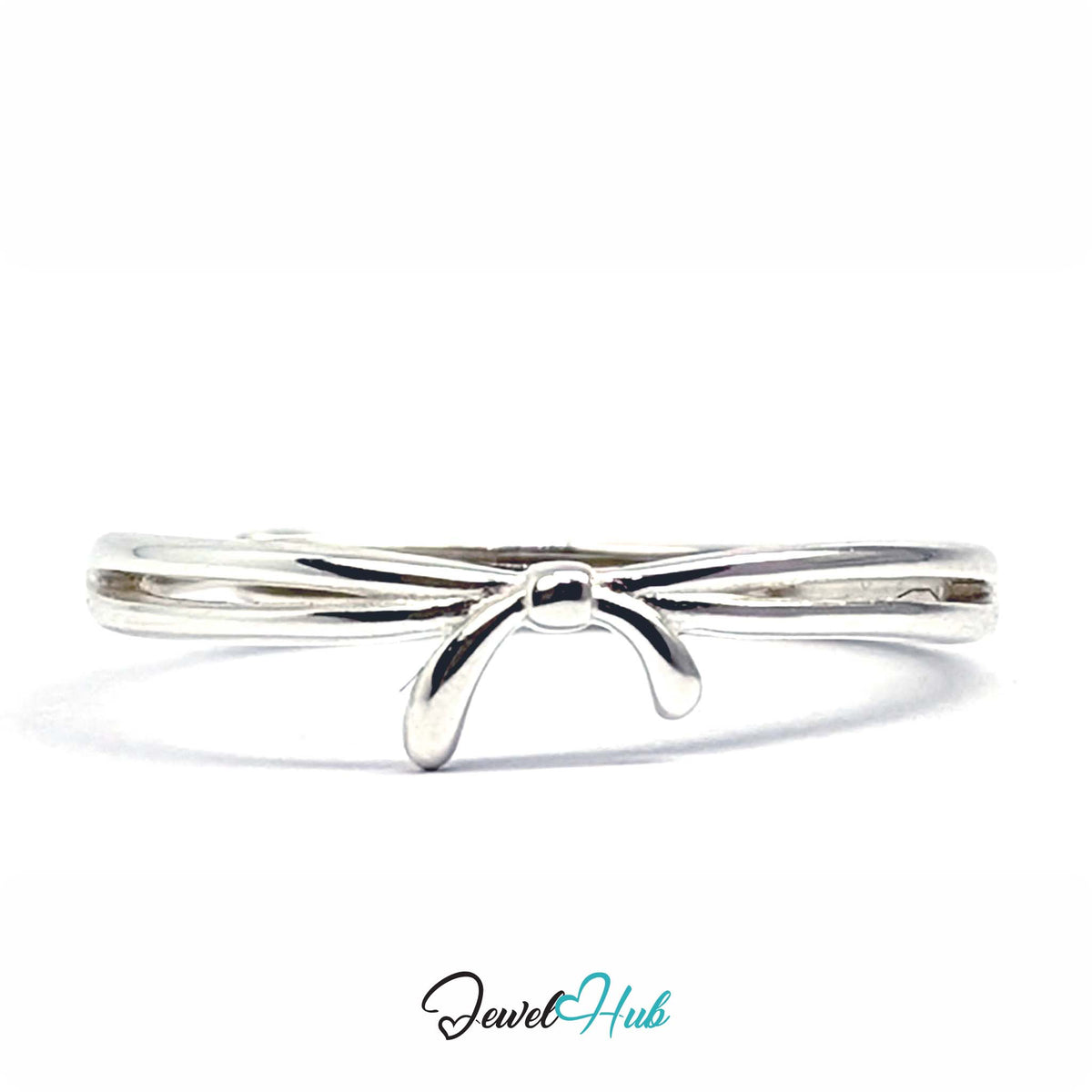 Plain 925 sterling silver ribbon ring with tails at the front and no stones - JewelHub