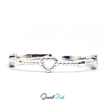 925 sterling silver ring with three open hearts with beaded rims - JewelHub