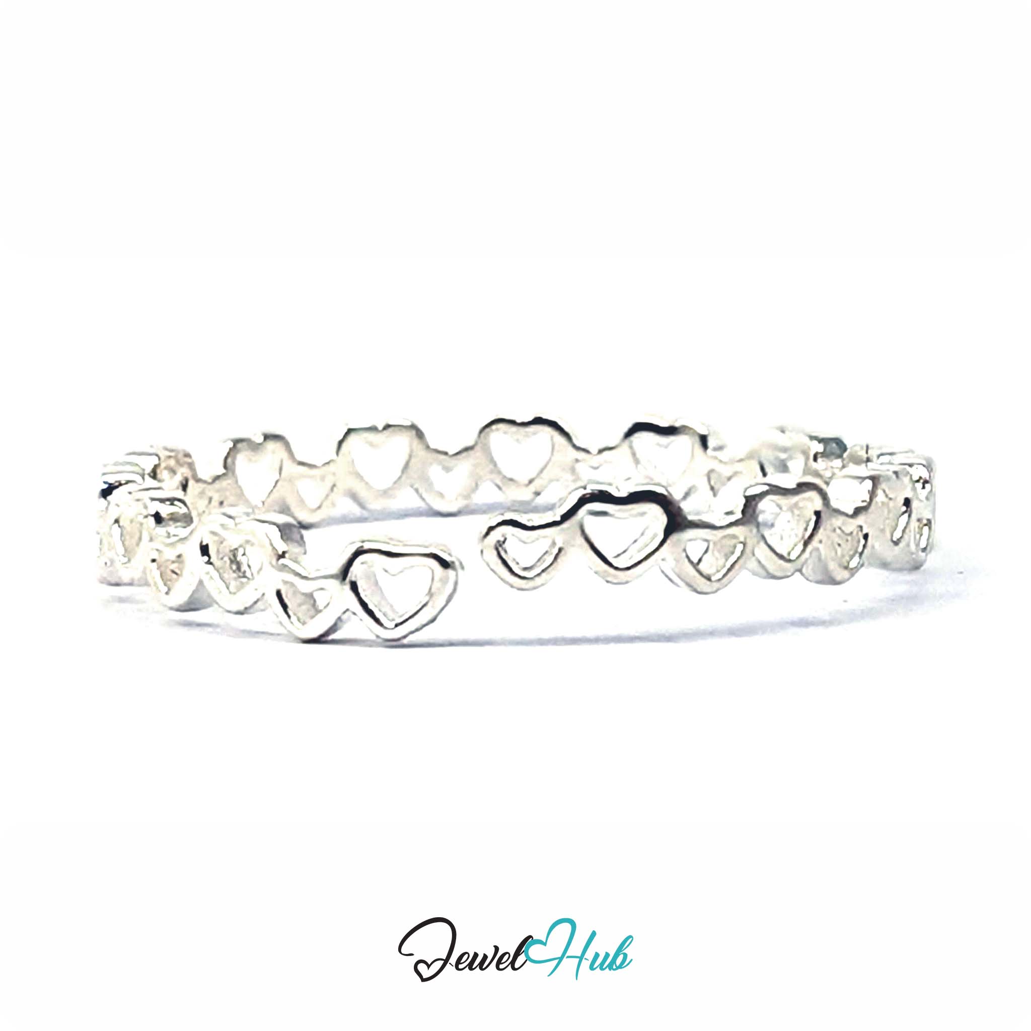 Side view of the linked hearts band, showing its 2.4mm thickness - JewelHub