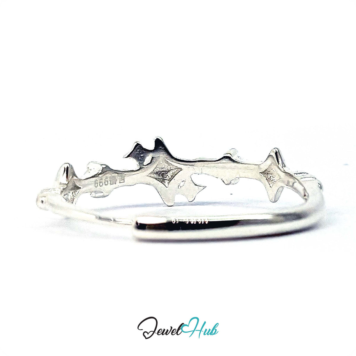 Sparkle ring rotated to show the beaded sections between the stars - JewelHub