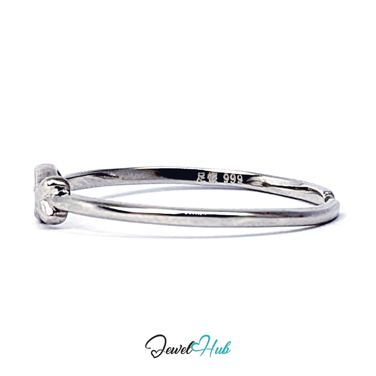 Fish outline ring from the side, 足銀 999 fine silver stamp visible inside - JewelHub