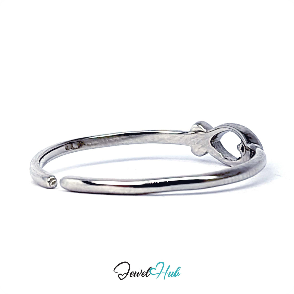 Rear view of the slim 999 fine silver band behind the fish motif - JewelHub