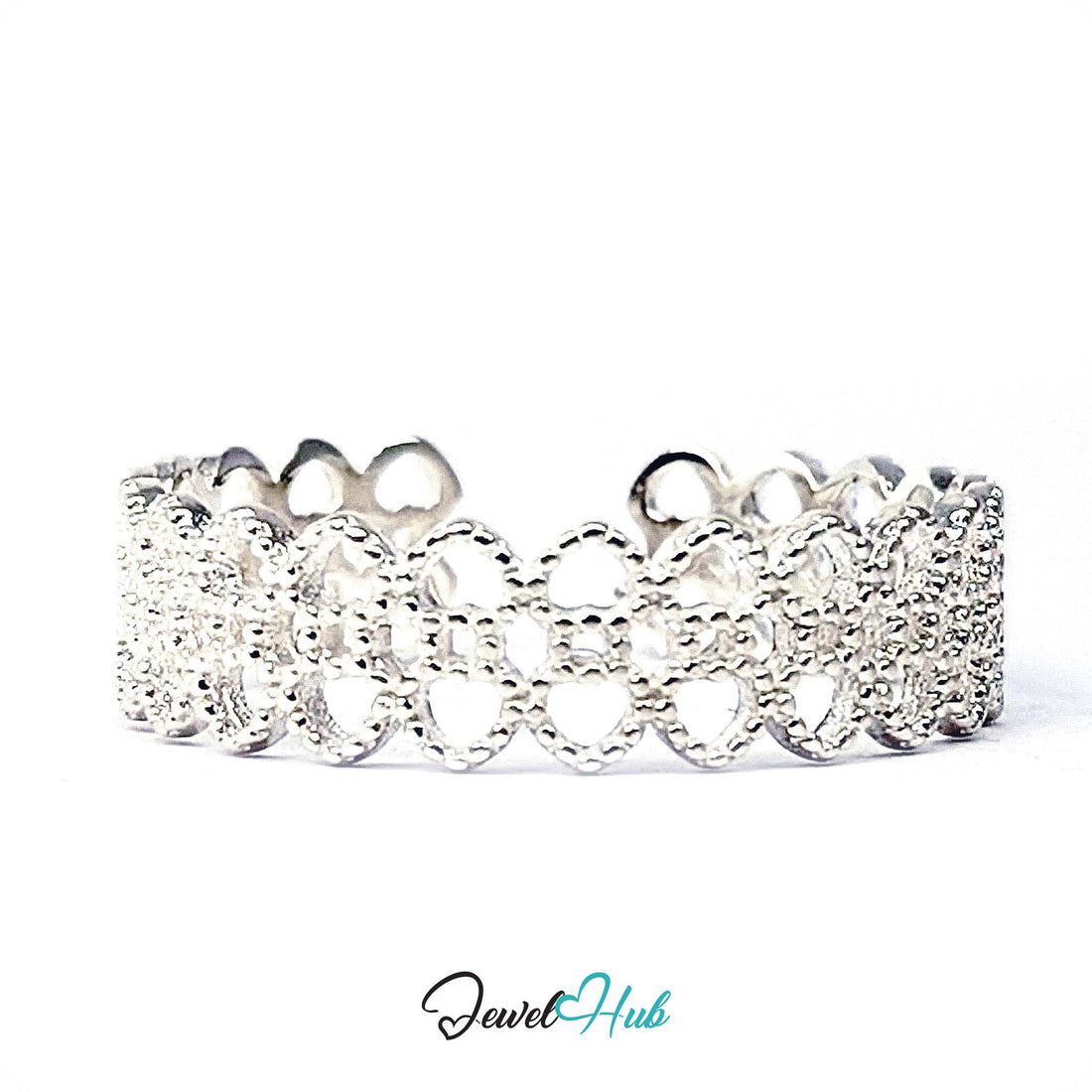 925 sterling silver crown lace ring with a scalloped openwork band - JewelHub