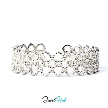 925 sterling silver crown lace ring with a scalloped openwork band - JewelHub