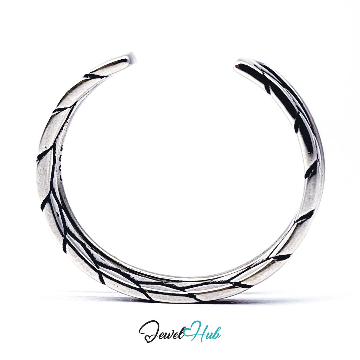 Double band ring opened out, showing the plait along the full length - JewelHub