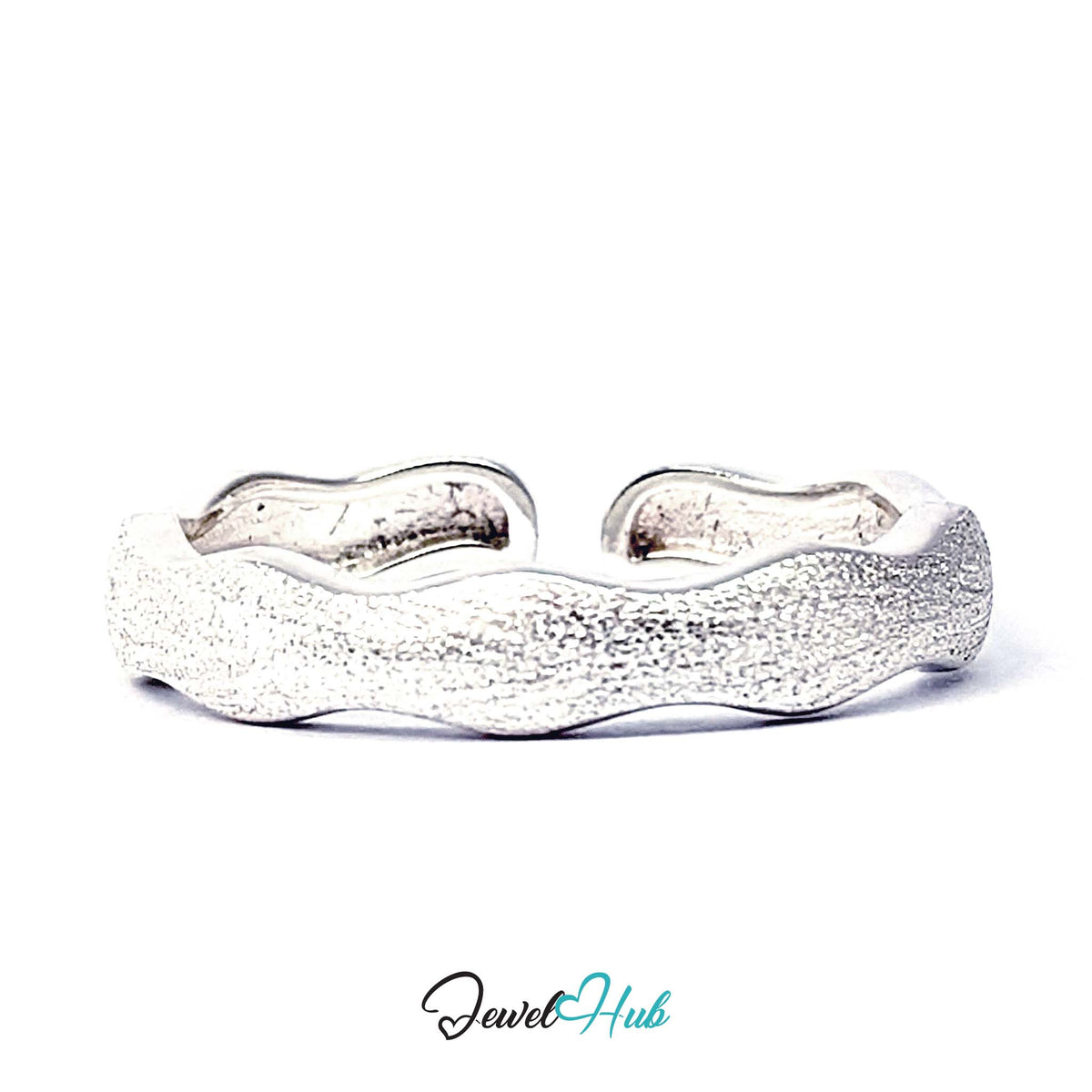 925 sterling silver wave edge band ring, 4mm wide with a matte finish - JewelHub