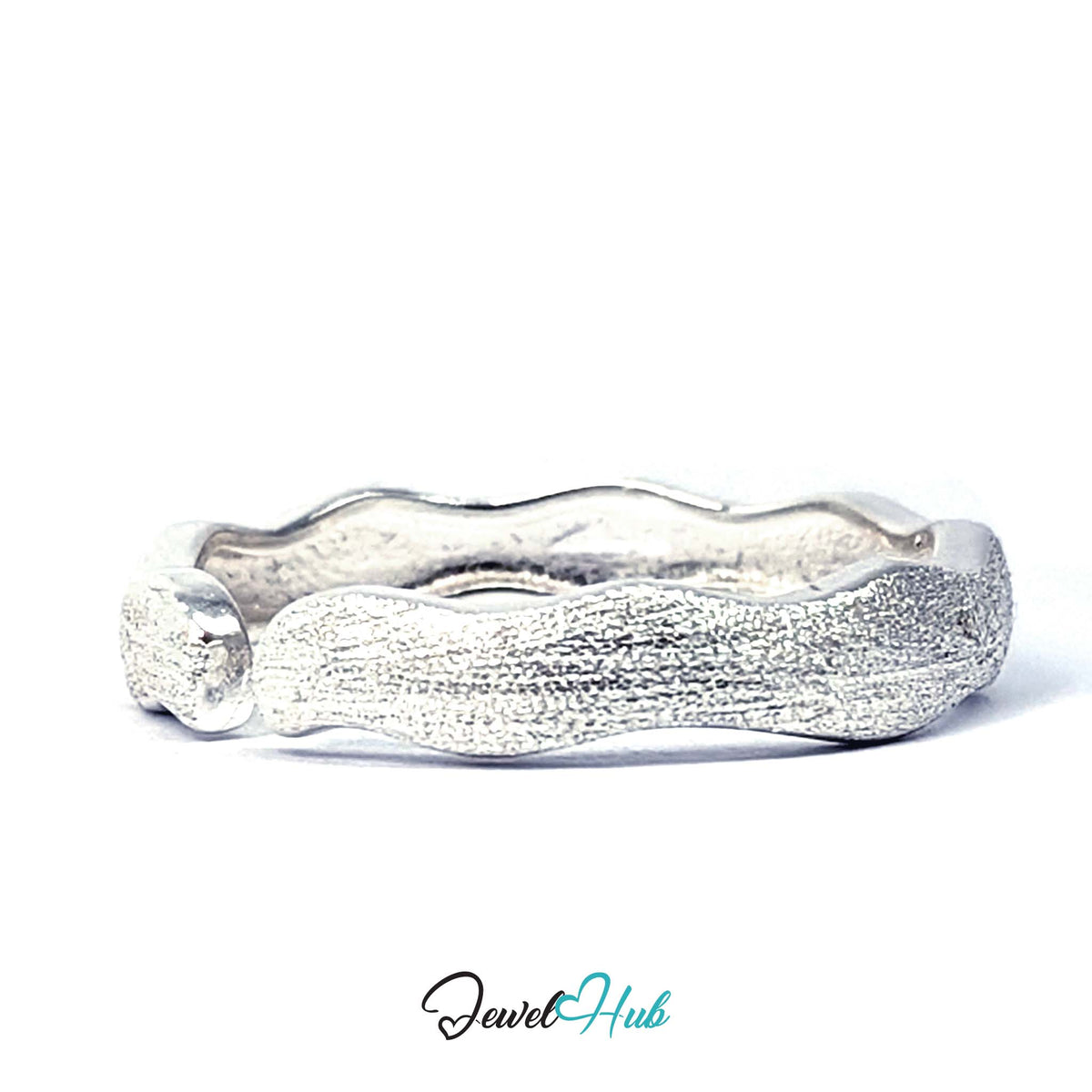 Rear view of the wave edge band, showing the polished inner edge - JewelHub