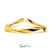 999 Fine Silver Gold-Plated Twist Ring - Wave