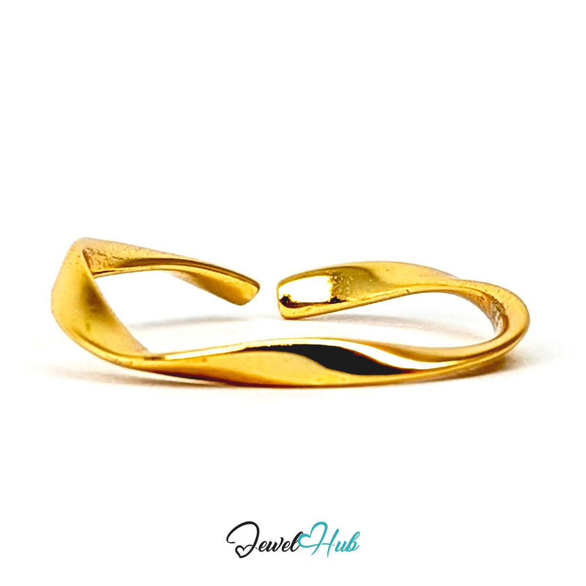 Open back of the gold-plated twist band, showing the tapered ends - JewelHub